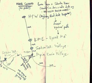 Mapa del camino a Sakandar, dibujado en parte por el anciano.
